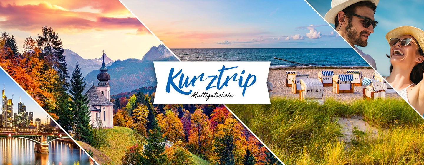 Kurztrip Multigutschein - 1 Nacht für 2 Personen inkl. Frühstück für nur 69€