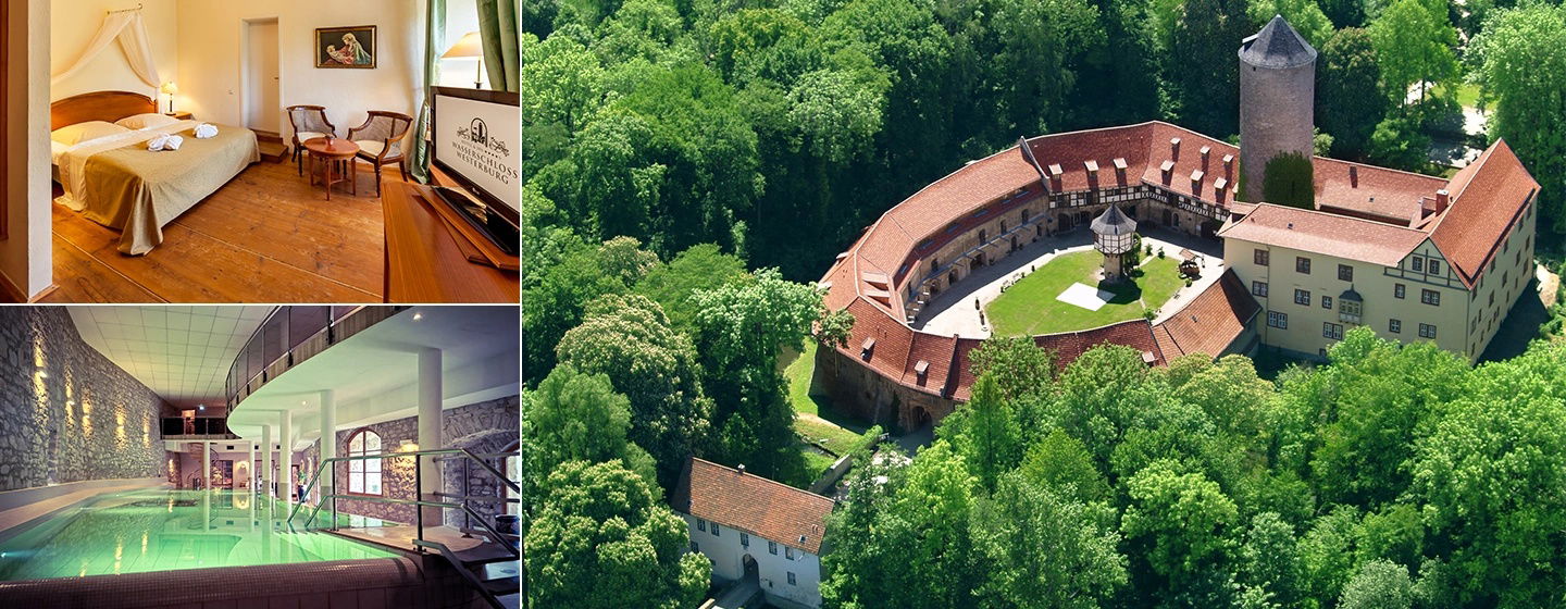 Märchenhafter Luxus im Wasserschloss am Harz mit Wellness und Dinner