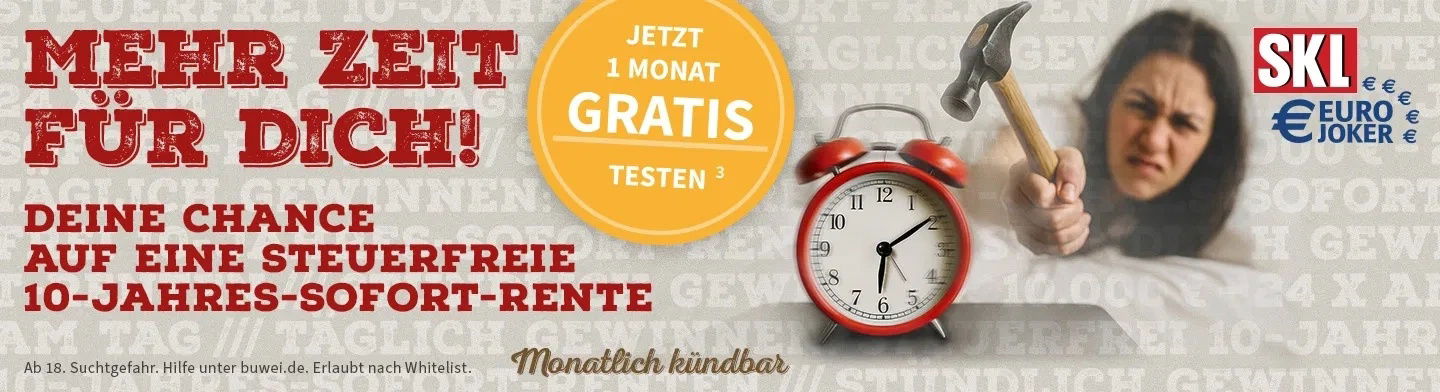 SKL EURO-JOKER – 1 Monat gratis (8168, Staatliche Lotterie-Einnahme Glöckle GmbH & Co. KG)