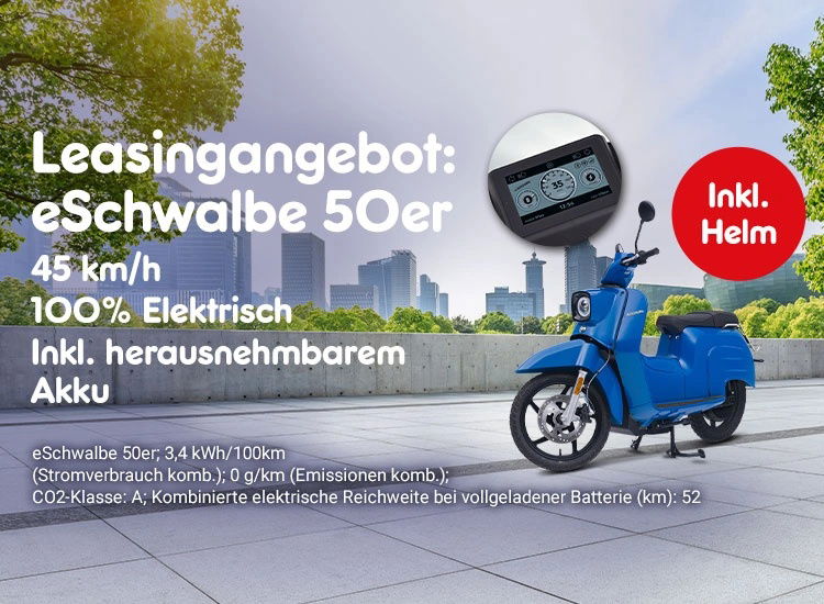 Elektroroller eSchwalbe für nur 55 € mtl. leasen inkl. Helm!