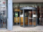 Hotel exterior with logo