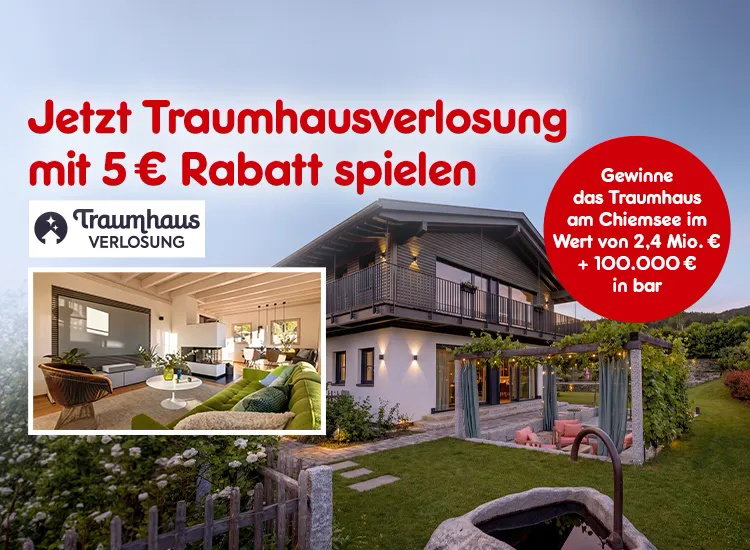 Gewinne das Traumhaus am Chiemsee im Wert von 2,4 Mio. € + 100.000 € in bar