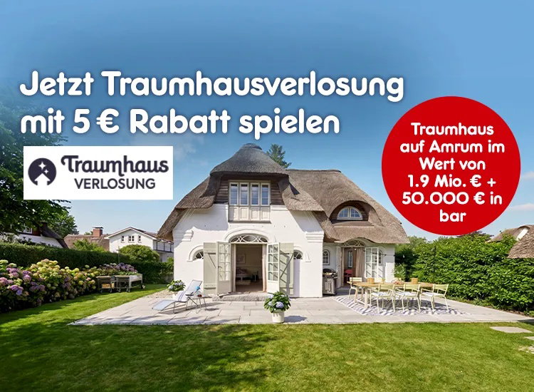 Gewinne das Traumhaus auf Amrum im Wert von 1,9 Mio. € + 50.000 € in bar
