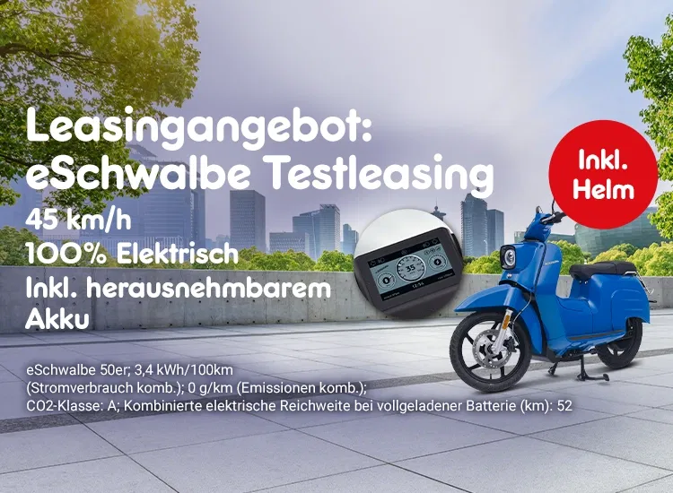 Elektroroller eSchwalbe für nur 29 € mtl. leasen inkl. Helm!